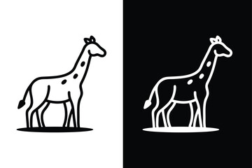 Elegant Giraffe Illustration. African Animal in Vector Outline Style