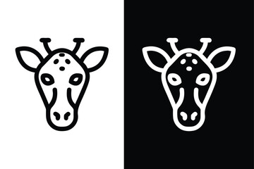 Minimalist Giraffe head Icon. Outline Vector Logo of African Animal