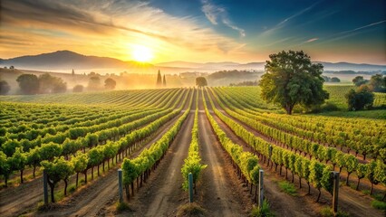 Vineyard landscape at sunrise