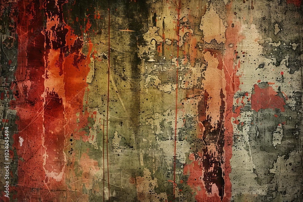 Poster a high-resolution abstract grunge texture featuring vibrant colors and distressed patterns, perfect 
