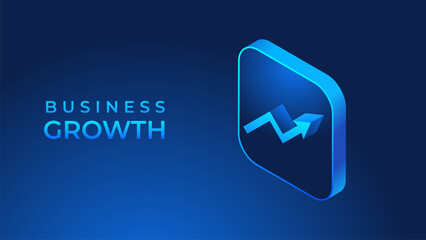 Isometric business investment arrow to target dark blue technology background