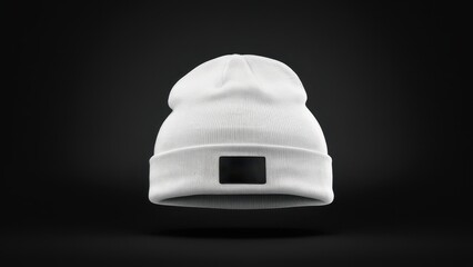 Fototapeta premium Clean beanie mockup, featuring a simple, classic shape with a fold-over brim. Great for product mockups, fashion branding, or minimalist design projects