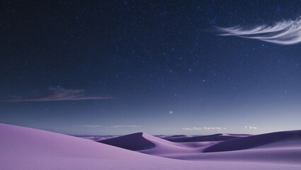 A Starry Night Over a Purple Desert Landscape.