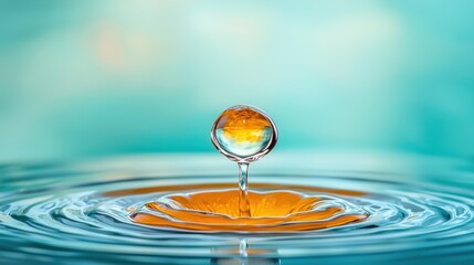 Artistic Water Drop Reflection on Glass with Ambient Light