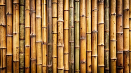 Fototapeta premium Vintage style bamboo fence background in a medium shot
