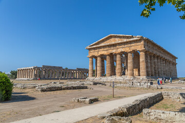 Naklejka premium Temples de Neptune et d'Héra, à Paestum, Italie
