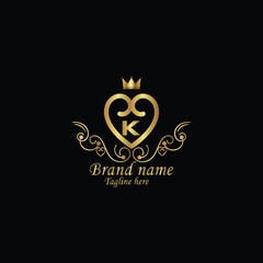 creative initial k latter logo design with modern business vector template, luxury k latter  logo , creative isolate  k monogram latter logo , crow logo , royal logo with golden color  and  new design