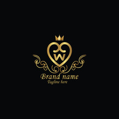 creative initial w latter logo design with modern business vector template, luxury w latter  logo , creative isolate  w monogram latter logo , crow logo , royal logo with golden color  and  new design