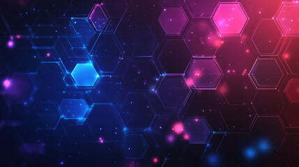 Fototapeta premium Hexagonal abstract background. Glowing Hexagonal Patterns in Blue and Pink Colors. perfect for modern design projects.