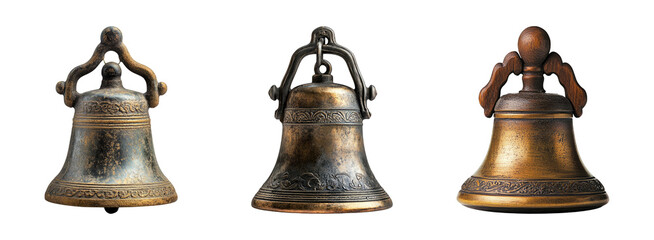Vintage Bells Collection on Transparent Background
