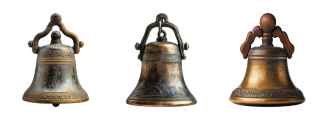 Vintage Bells Collection on Transparent Background