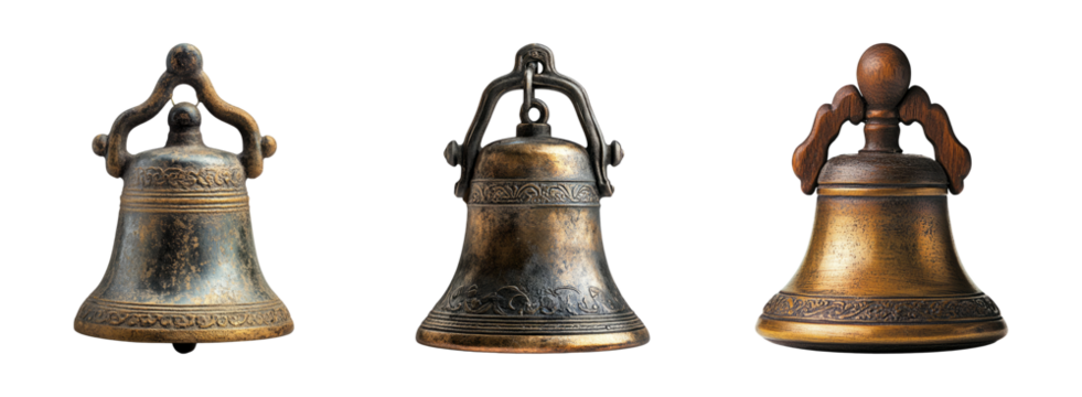 Vintage Bells Collection on Transparent Background