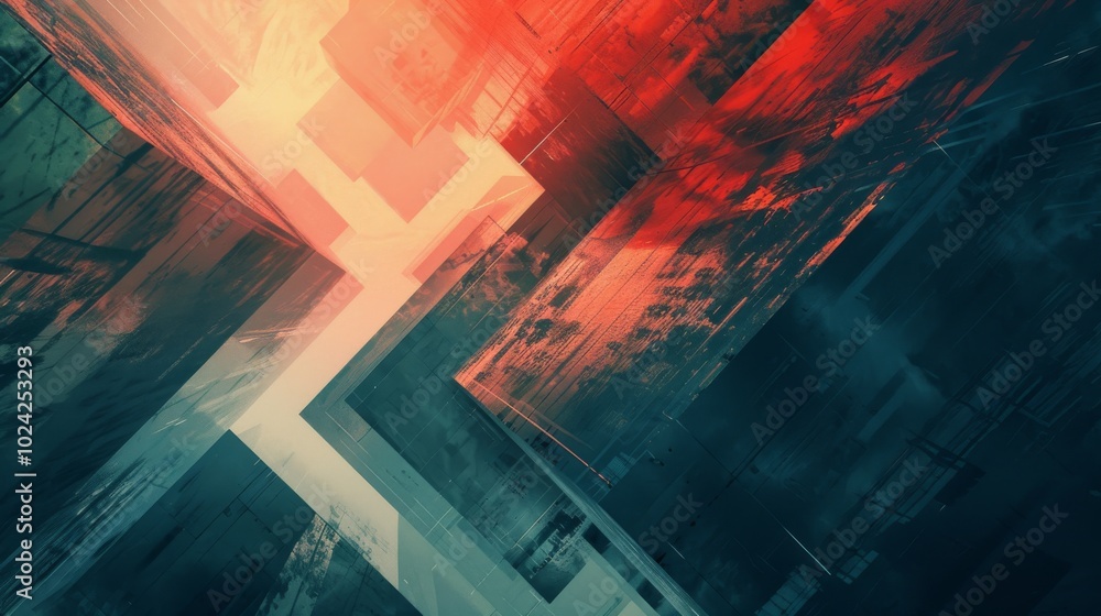 Poster a colorful abstract painting with a lot of different shapes and lines. the painting has a lot of dif