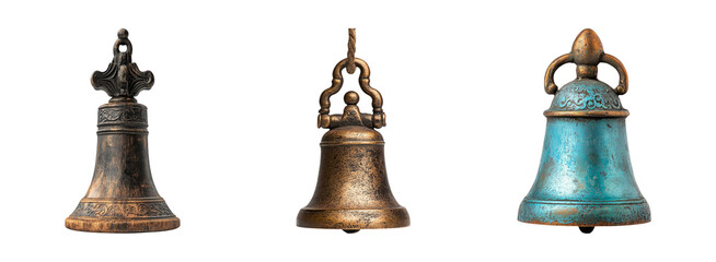 Isolated Vintage Bells on Transparent Background