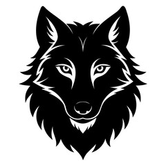 Wolf howling emblem black logo vector silhouette, Wolf head silhouette Vector illustration. Wolf Vintage Logo Stock Vector.