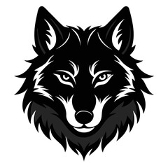 Wolf howling emblem black logo vector silhouette, Wolf head silhouette Vector illustration. Wolf Vintage Logo Stock Vector.