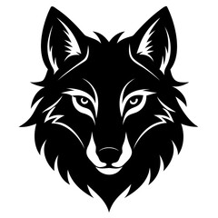 Wolf howling emblem black logo vector silhouette, Wolf head silhouette Vector illustration. Wolf Vintage Logo Stock Vector.
