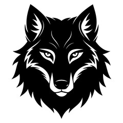 Wolf howling emblem black logo vector silhouette, Wolf head silhouette Vector illustration. Wolf Vintage Logo Stock Vector.