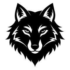 Wolf howling emblem black logo vector silhouette, Wolf head silhouette Vector illustration. Wolf Vintage Logo Stock Vector.