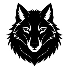 Wolf howling emblem black logo vector silhouette, Wolf head silhouette Vector illustration. Wolf Vintage Logo Stock Vector.