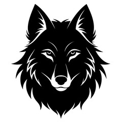 Wolf howling emblem black logo vector silhouette, Wolf head silhouette Vector illustration. Wolf Vintage Logo Stock Vector.