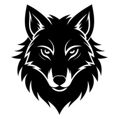 Wolf howling emblem black logo vector silhouette, Wolf head silhouette Vector illustration. Wolf Vintage Logo Stock Vector.