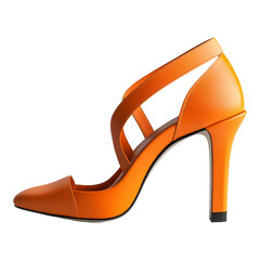 Orange High Heel Shoe on Transparent Background