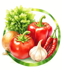 Assortment of Red Vegetables with Parsley and Onion