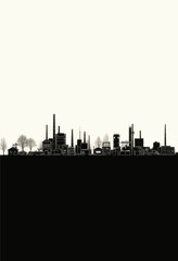 Naklejka premium Black and White Industrial Skyline 