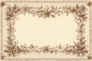 Obraz premium Elegant vintage floral border design with berries