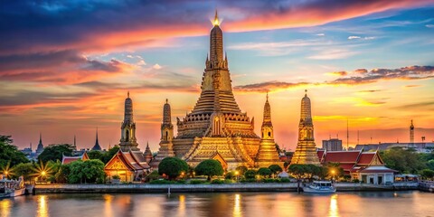 Wat Arun temple in Bangkok with construction in background