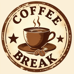 Coffee Break Sign with Cup and Beans