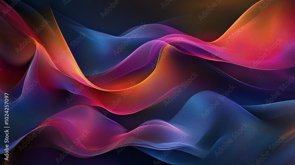 Poster abstract colorful waves with a vibrant gradient background.