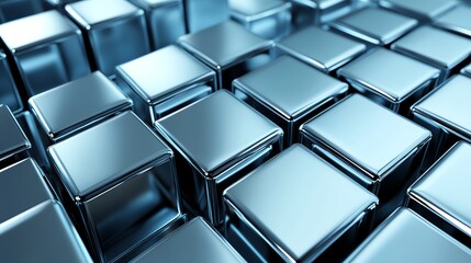 Obraz premium An abstract pattern of metallic blue cubes.