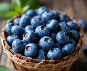 Fresh Blueberries in a Basket  
