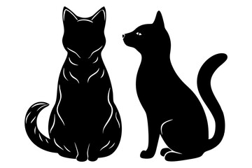 Silhouettes of dog and cat vector illustration.