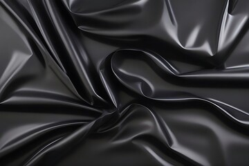 Fototapeta premium Smooth black fabric with elegant folds and creases