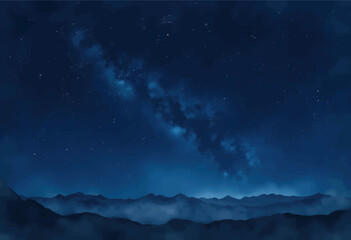 Fototapeta premium Milky Way over Mountains at Night 
