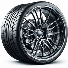 Obraz premium Wheels, tires and discs , Car tire isolated on white background, transparent png 