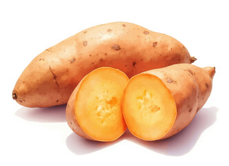 Sweet Potato Cut in Half 
