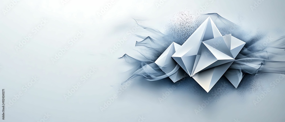 Poster abstract origami design with flowing lines and textures