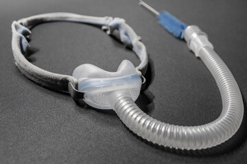 CPAP nose mask with cleaning brush for cpap machine against obstructive sleep apnea helps patients...