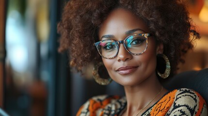 Confident young professional woman smiling wearing glasses
