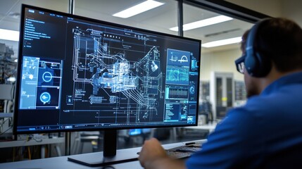 Obraz premium Simulation of Electrical System Testing in Lab Environment