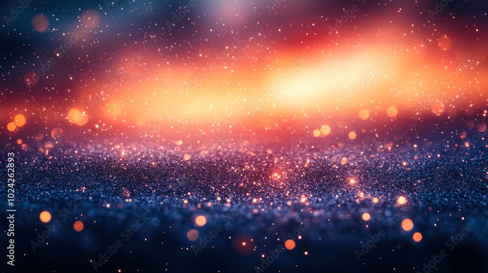 Poster abstract background with sparkling glitter and bokeh lights.