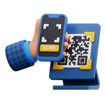 qr code scan payment 3d icon illustration