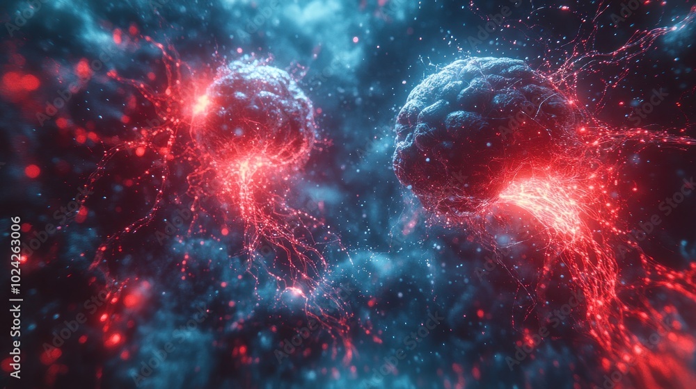 Poster abstract representation of interconnected neural networks.