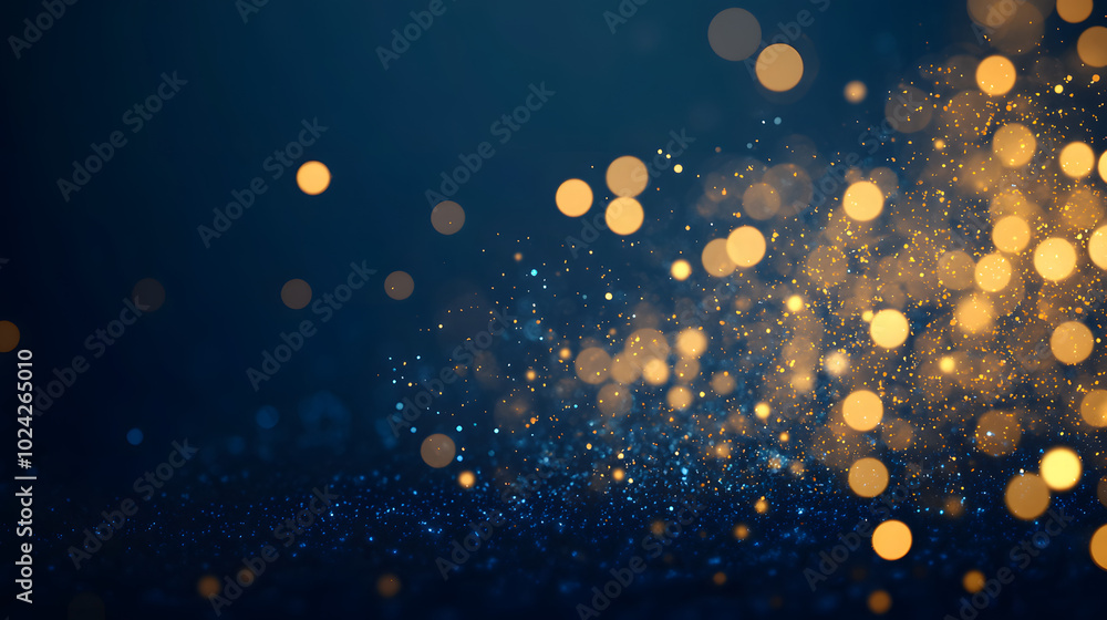 Canvas Prints abstract background with dark blue and gold particle. christmas golden light shine particles bokeh o