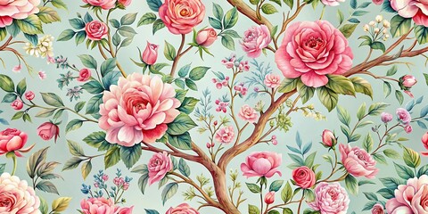 Watercolor garden rose bouquet