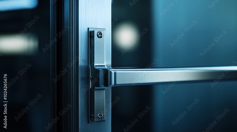 Poster close-up of a sleek door handle, emphasizing modern design and functionality.
